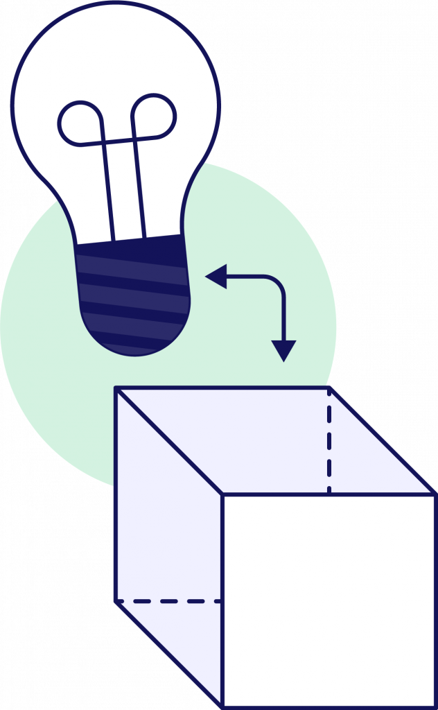 Lightbulb into box icon
