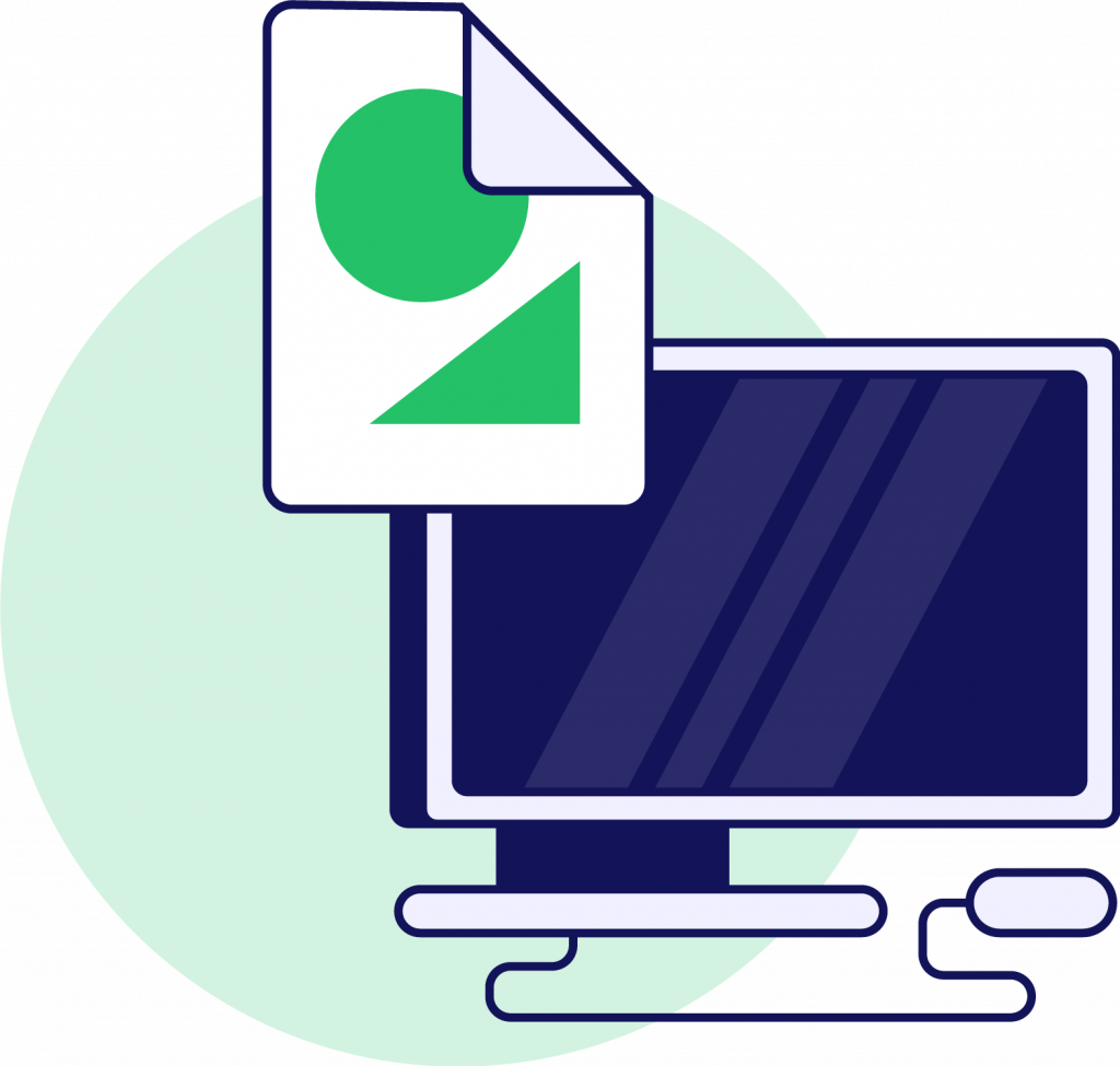 Computer design icon with blue screen